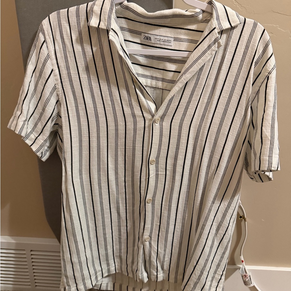 Zara Black and White Striped Shirt